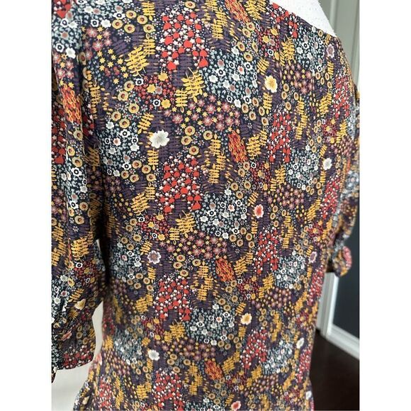Pleione Floral Front Bunch Short Sleeve Blouse XS - Picture 4 of 7